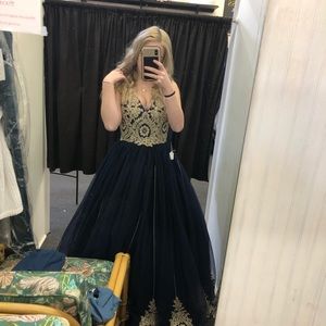 blue and gold ball gown prom dress (negotiable)